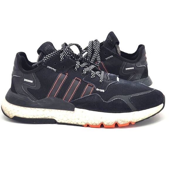 Adidas Nite Jogger Black Solar Orange Shoes Sneakers FW0187 Mens Size 10 - Picture 1 of 12